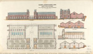 Elevation, Plan & Cross-section Of Buildings, Mmbw Spotswood Sewerage Pumping Station — Christian Kussmaul