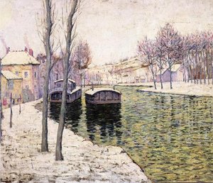 Barges On The Seine — Ernest Lawson