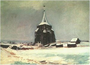 The Old Cemetery Tower At Nuenen In The Snow — Vincent Willem Van Gogh