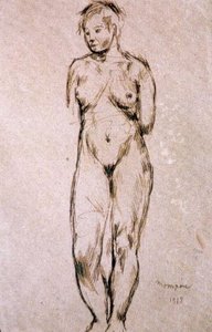 Standing Female Nude — Josep Mompou Dencausse, Classical Drawing