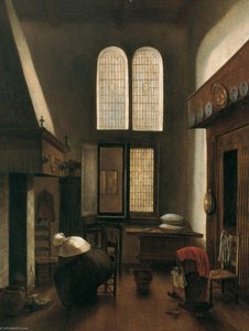 Interior Scene (woman Seated By A Hearth) — Jacobus Vrel, Dutch Golden Age