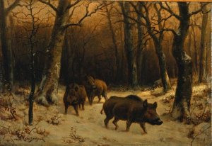 Wild Boars In The Snow — Rosa Bonheur