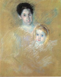 Smiling Mother With Sober Faced Child — Mary Stevenson Cassatt