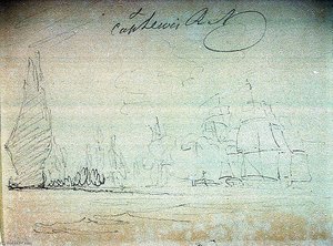 Sketch Of A Battle ^ Early Ships Off Madeira On Reverse — Nicholas Pocock