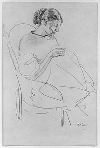 Study Of A Woman Sewing — Max Beckmann