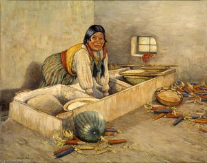 Hopi Woman Grinding Corn — Carl Moon