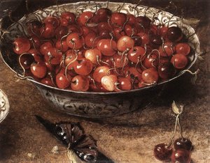 Still-life With Cherries And Strawberries In China Bowls (detail) — Osias Beert The Elder