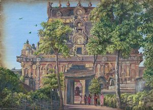 Gate Of The Temple Of Tanjore (thanjavur) With The Great Bull Seen Through Doorway, Tamil Nadu, India — Marianne North, Romanticism