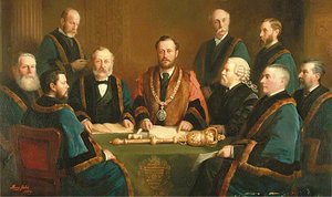 The First Mayor, Aldermen And Clerk Of The Borough Of Eastbourne (1883–1884) — Henry Gales