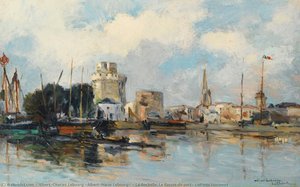 La Rochelle. Le Bassin Du Port, Ciel Très Lumineux — Albert-charles Lebourg