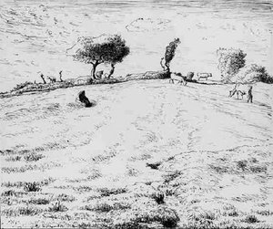Landscape Hillside In Gruchy Normandy — Jean-françois Millet