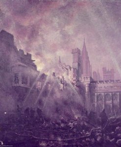 Houses Of Parliament, Burning Of The Debating Chamber From Star Chamber Court — William John Macleod