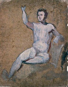 Male Nude With Right Arm Raised — William Etty