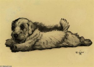A Sealyham Puppy Stretching — Beatrice Parsons