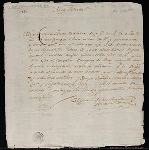 Autograph Statement Requesting That The Guarantee Provided Be Considered Sufficient (biblioteca Nacional De España)\n\n[page 1] — Cervantes Saavedra, Miguel