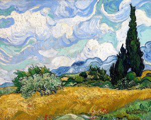 Wheat Field With Cypresses At The Haude Galline Near Eygalieres — Vincent Willem Van Gogh