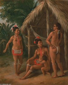 A Leeward Islands Carib Family Outside A Hut — Agostino Brunias, Academic Realism