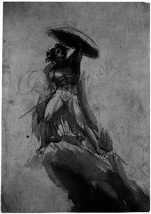 Striding Male Nude With Shield. Study For Fall Of Rebel Angels — George Romney
