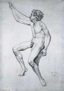 Seated Boy Playing A Pipe — Julius Schnorr Von Carolsfeld, Nazarene