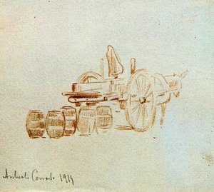 Sketch Of A Carriage And Barrels — Mariano Barbasan