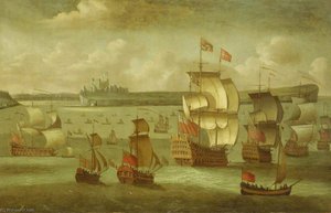 A Ship Flying The Royal Standard With Other Vessels Off Dover — Isaac Sailmaker