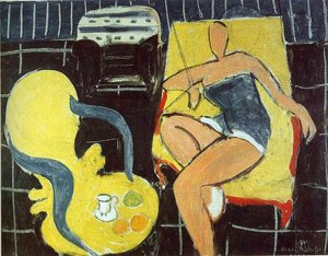 Dancer And Rocaille Armchair On A Black Background — Henri Matisse, Fauvism
