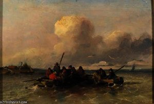 Sailors In Rowing Boats In A Breeze — Jan Weissenbruch