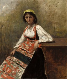 Italian Woman (la Morieri) — Jean-baptiste-camille Corot, Romantic Landscape Painting