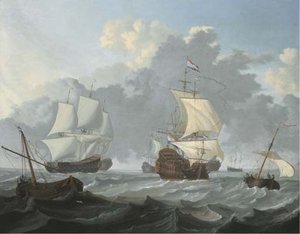 Dutch Threemasters And Other Shipping In Choppy Waters — Wigerus Vitringa