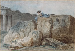 An Artist Amongst The Ancient Ruins — Hubert Robert, Rococo