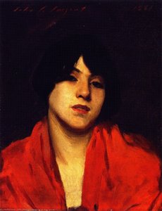 Head Of A Venetian Model In A Scarlet Shawl — John Singer Sargent