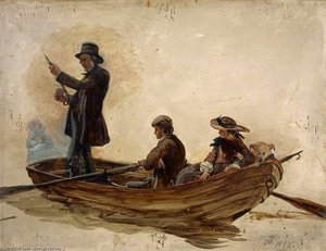 Reverend Thomas Guthrie, Preacher And Philanthropist With His Children, Patrick And Anne, Fishing On Lochlee — George Harvey