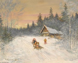 Russian Village Under Snow — Konstantin Alexeievitch Korovin, Russian Impressionism