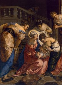 The Birth Of John The Baptist (detail) — Jacopo Tintoretto, Baroque Drama Light