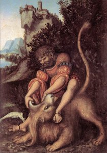 Samson's Fight With The Lion — Lucas Cranach The Elder