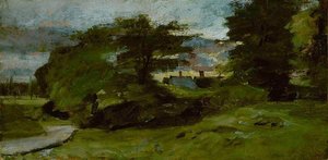 Landscape With Cottages — John Constable, Romantic Landscape