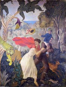 A Tropical Fantasy Charles Reilly's Dining Room Mural (panel 3 Of 6) — Mary Adshead