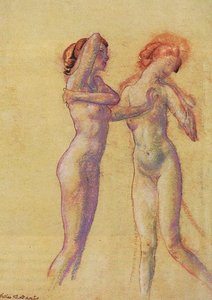 Two Standing Female Nudes — Arthur B. Davies, Symbolism