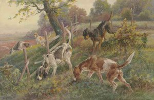 Pointers In Autumn Landscape — Edmund Henry Osthaus