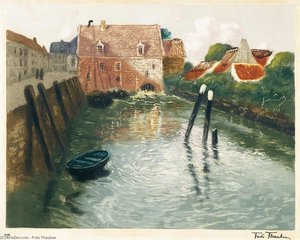 Channel With Watermill — Frits Thaulow