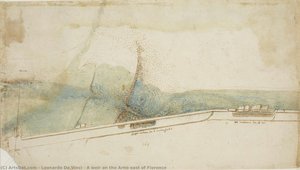A Weir On The Arno East Of Florence — Leonardo Da Vinci