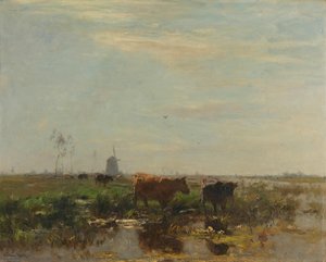 Meadow with Cows by the Water, Willem Maris, 1895 - 1904