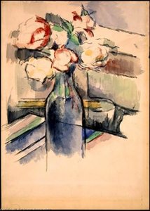 Roses In A Bottle — Paul Cézanne, Impressionism
