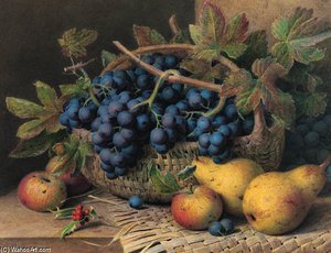 Still Life With A Basket Of Grapes — William Hough