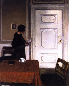 Interior With A Woman Reading — Vilhelm (hammershøi)hammershoi