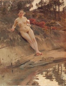Solbadande Flicka — Anders Leonard Zorn