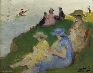 Young Women Knitting — Pierre-eugène Montézin