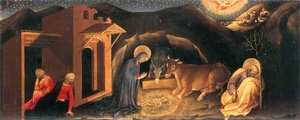 Adoration of the Magi Altarpiece, left hand predella panel depicting the Nativity