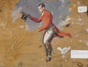 Study Of A Huntsman For 'who's The Lady ' (verso) — Sir Alfred James Munnings