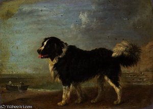 A Newfoundland Dog On A Seashore — Edmund Bristow